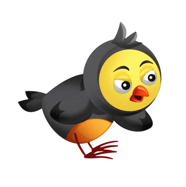 Tekenfilm Kleurrijke Vogel Vliegen Doen Grappige Emoties Geïsoleerde Illustratie Voor — Stockfoto
