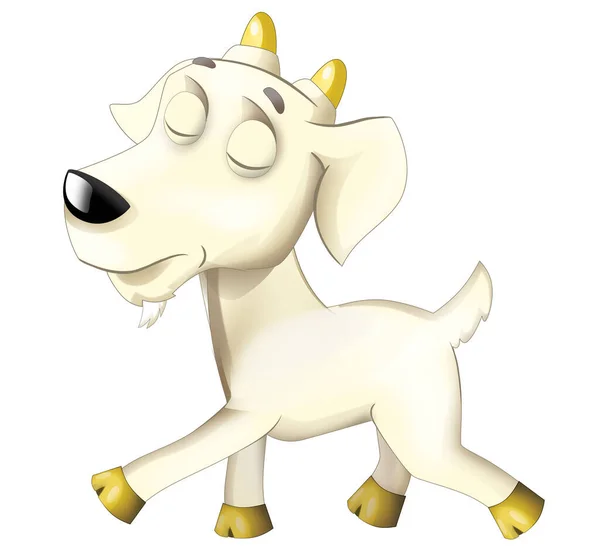 Cartoon Scene Happy Cheerful Goat Standing Illustration Kids — Stock Photo, Image