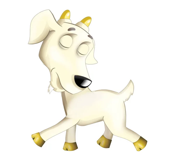 Cartoon scene with happy cheerful goat is standing illustration for kids