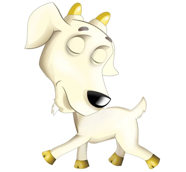 Cartoon Scene Happy Cheerful Goat Standing Illustration Kids — Stock Photo, Image