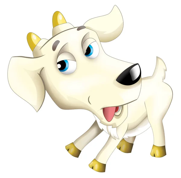 Cartoon scene with happy cheerful goat is standing illustration for kids