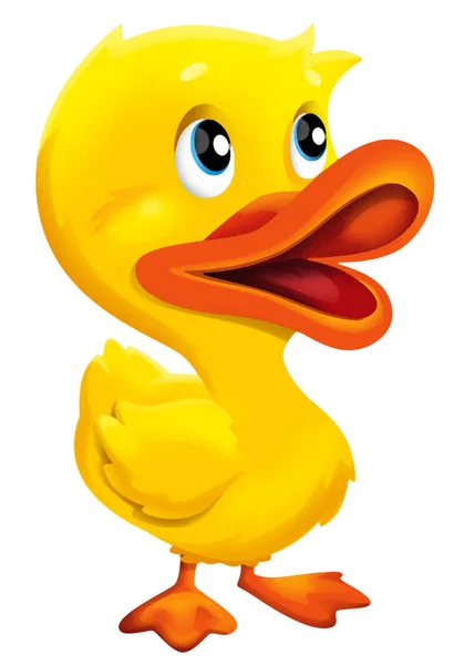 Cartoon Happy Farm Animal Happy Cheerful Duck Illustration Children Artistic — Stock Photo, Image