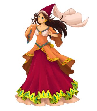 Çocuklar için prenses resimli karikatür sahnesi