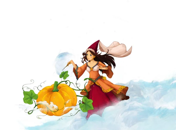 Cartoon Scene Princess Queen Illustration Children — Stock Photo, Image