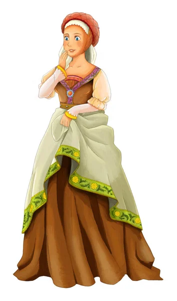 Cartoon Scene Beautiful Princess White Background Illustration Children — Stock Photo, Image