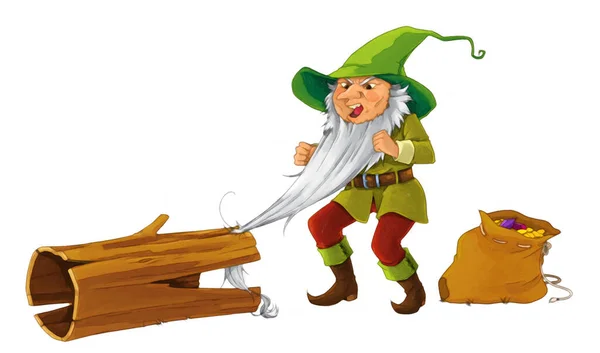 Cartoon Dwarf White Background Some Activity Illustration Children — Stock Photo, Image