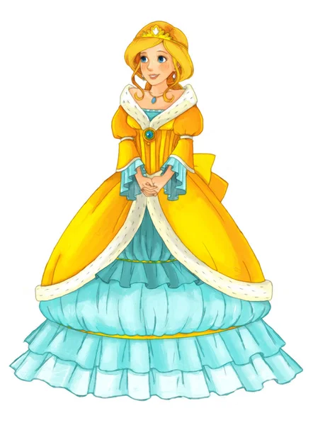 Kreslená Scéna Princeznou Královnou Ilustrace Pro Děti — Stock fotografie