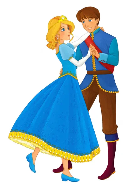 Cartoon Scene Prince Princess White Background Illustration Children — 스톡 사진