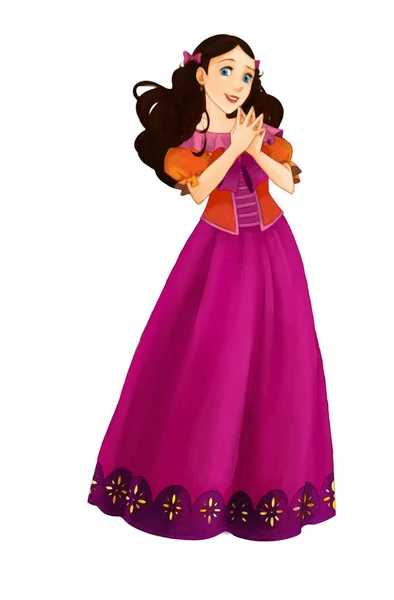 Cena Dos Desenhos Animados Com Princesa Rainha Ilustração Para Crianças — Fotografia de Stock