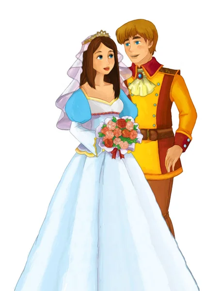 Kreslený Scény Mladý Manželský Pár Ilustrace Pro Děti — Stock fotografie