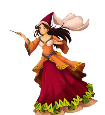 Çocuklar için prenses resimli karikatür sahnesi