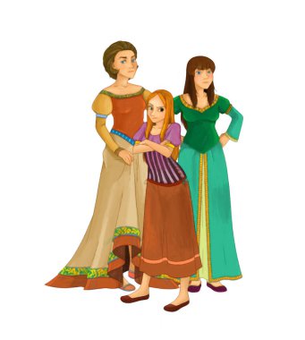 Çocuklar için prenses resimli karikatür sahnesi