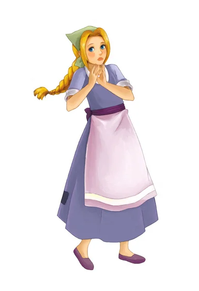 Cartoon Scene Princess Disguise Farmer Girl Illustration Children — Foto Stock