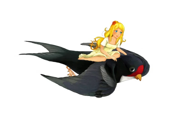 Personaje Femenino Cuento Hadas Dibujos Animados Diminuta Niña Elfa Volando — Foto de Stock