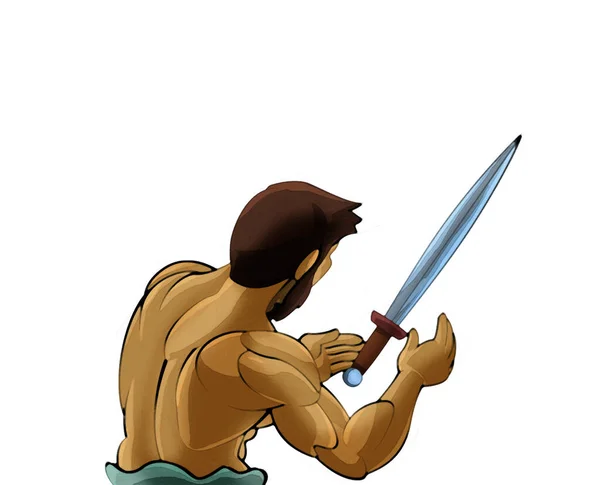 Cartoon Künstlerische Szene Mit Römischen Oder Griechischen Antiken Charakter Krieger — Stockfoto