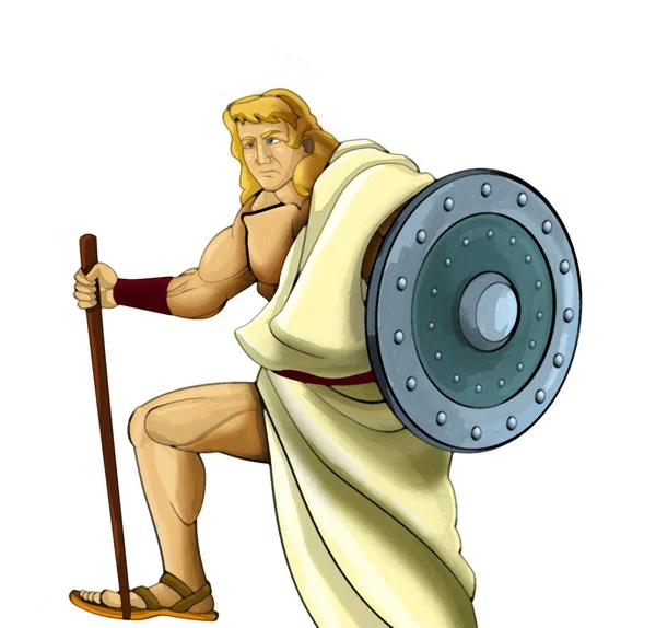 Kreskówkowa Scena Artystyczna Rzymskim Lub Greckim Starożytny Wojownik Charakter Lub — Zdjęcie stockowe