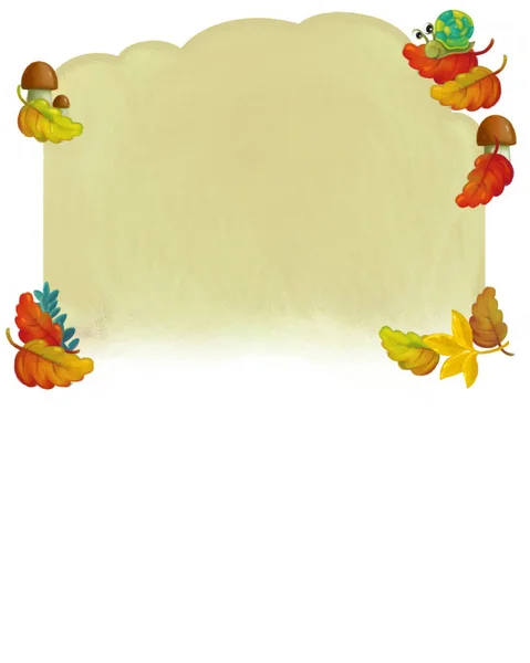 cartoon page frame autumn or winter scene with animals birds with space for text illustration for children