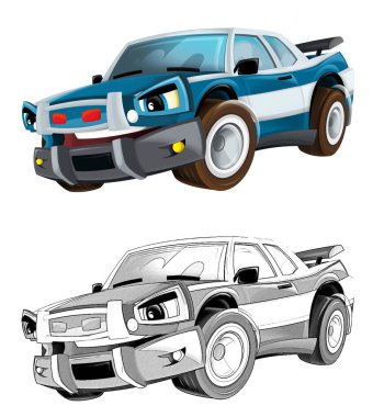 Güzel görünümlü yarış arabası beyaz sırt üstü izole edilmiş Rod Rod