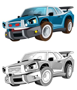 Güzel görünümlü yarış arabası beyaz sırt üstü izole edilmiş Rod Rod