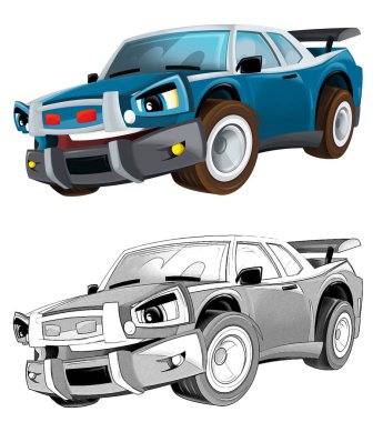 Güzel görünümlü yarış arabası beyaz sırt üstü izole edilmiş Rod Rod