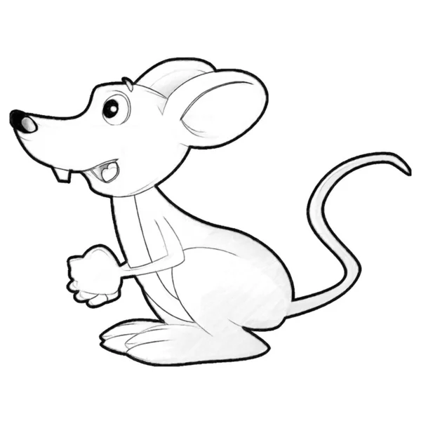 Skecz Kreskówka Scena Szczęśliwy Gospodarstwo Szczur Myszy Mając Zabawy Izolowane — Zdjęcie stockowe