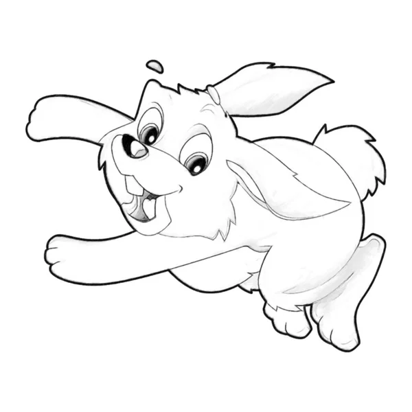 Schizzo Cartone Animato Coniglio Fattoria Animale Isolato Illustrazione Bambini — Foto Stock