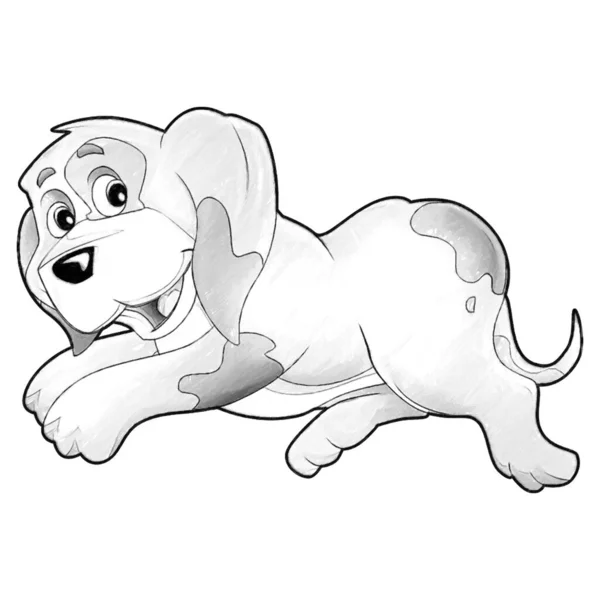 Schets Cartoon Hond Boerderij Dier Geïsoleerde Illustratie Voor Kinderen — Stockfoto