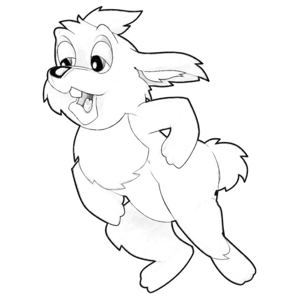 Schizzo Cartone Animato Coniglio Fattoria Animale Isolato Illustrazione Bambini — Foto Stock