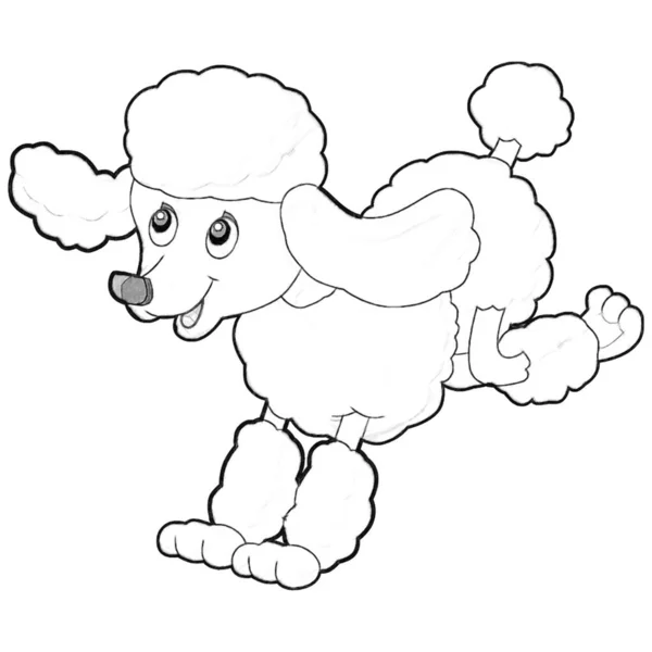 Esboço Desenho Animado Cão Fazenda Animal Isolado Ilustração Para Crianças — Fotografia de Stock