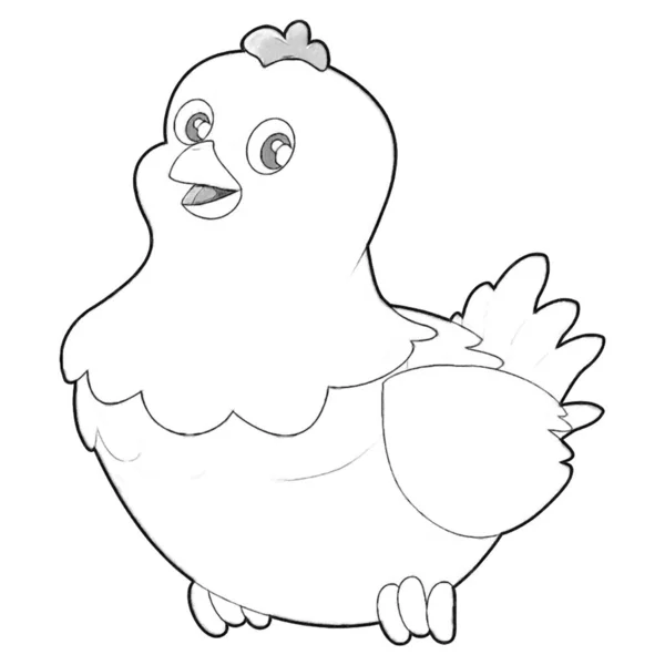 幸せな農場の若い鶏や子供のための鶏のイラストで漫画シーンをスケッチ — ストック写真
