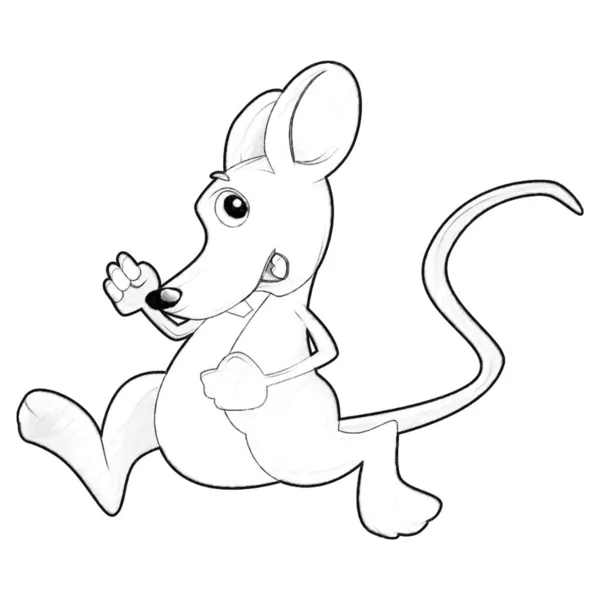 Bosquejo Escena Dibujos Animados Con Granja Feliz Ratón Rata Divertirse — Foto de Stock