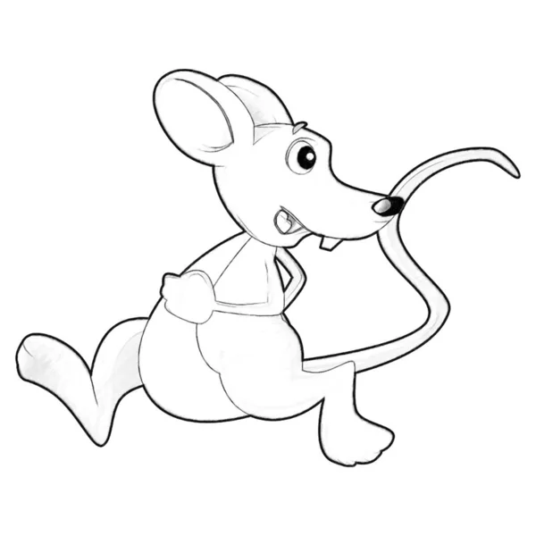 子供のための楽しい孤立したイラストを持つ幸せな農場ラットマウスと漫画シーン — ストック写真
