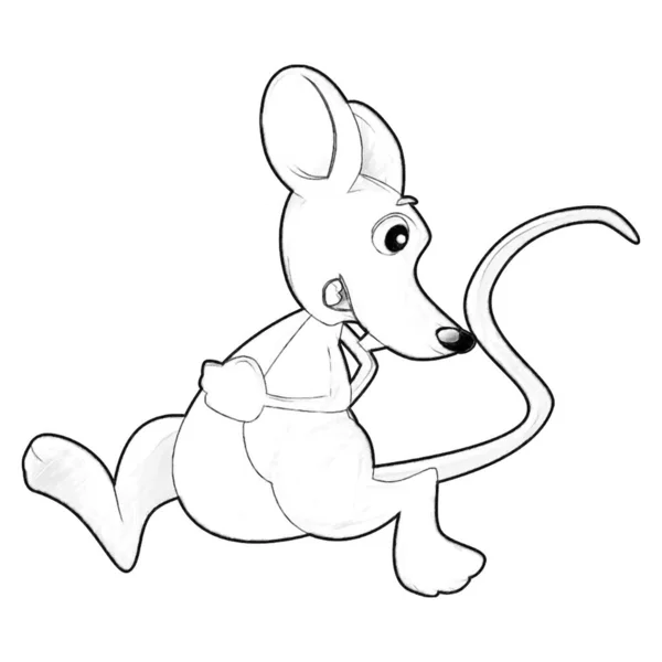Sketch Cartoon Scene Happy Farm Rat Mouse Having Fun Isolated — Stock Photo, Image