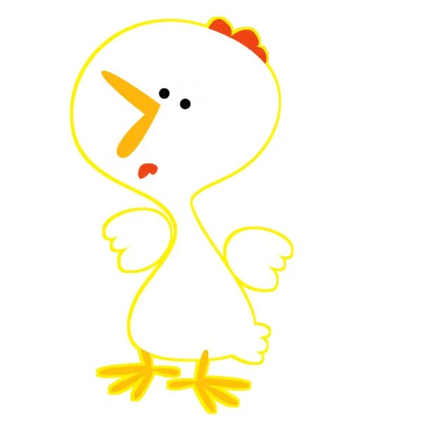 Tecknad Scen Med Glad Kyckling Tupp Illustration För Barn — Stockfoto