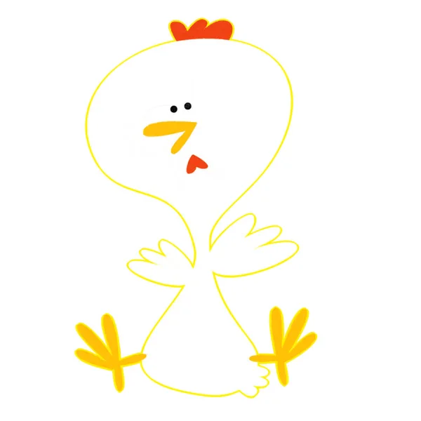 Tecknad Scen Med Glad Kyckling Tupp Illustration För Barn — Stockfoto