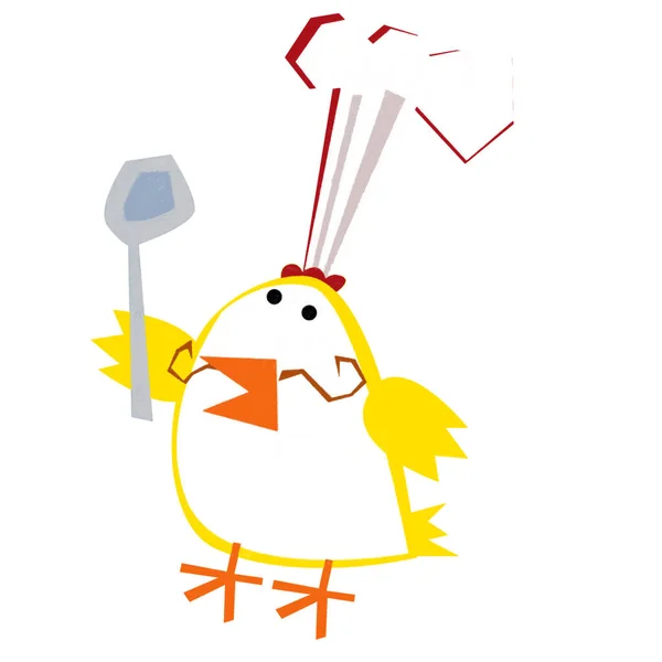 Rajzfilm Jelenet Boldog Csirke Kakas Illusztráció Gyerekeknek — Stock Fotó