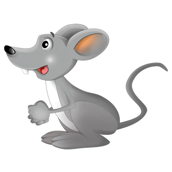 Alegre Escena Dibujos Animados Con Granja Feliz Ratón Rata Divertirse — Foto de Stock