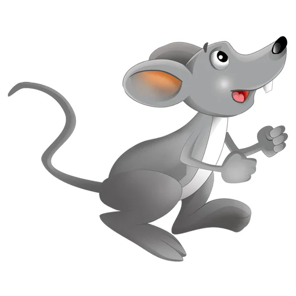 Veselý Karikatura Scéna Šťastný Farma Krysa Myš Baví Izolované Ilustrace — Stock fotografie