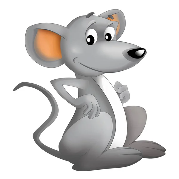 Alegre Cena Dos Desenhos Animados Com Rato Fazenda Feliz Rato — Fotografia de Stock