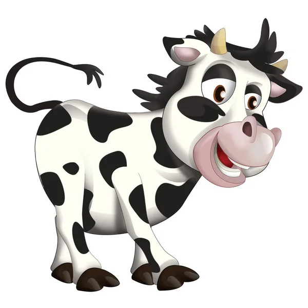 Χαρούμενα Κινούμενα Σχέδια Σκηνή Αστεία Αναζητούν Αγελάδα Μοσχάρι Εικονογράφηση Για — Φωτογραφία Αρχείου