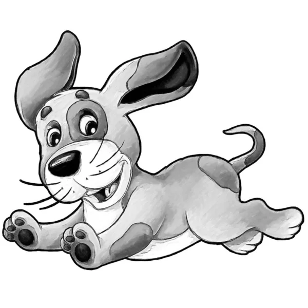 Ескіз Мультяшної Сцени Щасливою Собакою Фермі Весело Ілюстрації Дітей — стокове фото