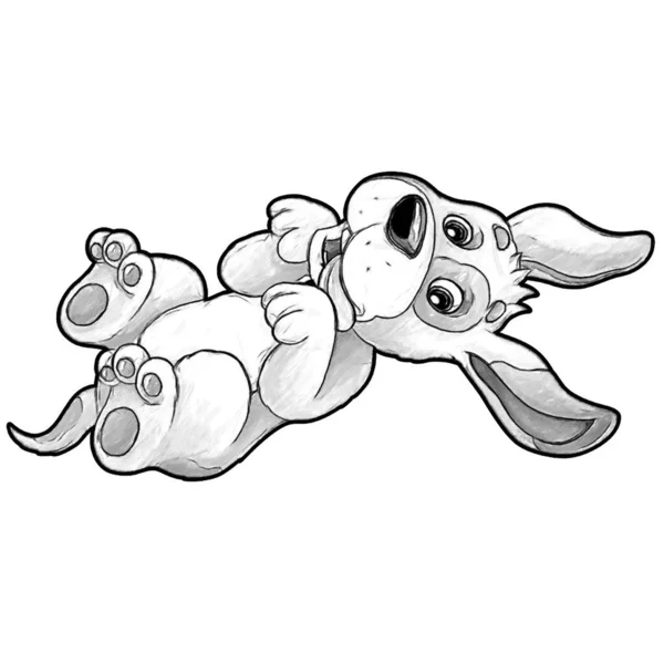 以快乐的农场狗为孩子们作有趣的插图的漫画场景 — 图库照片