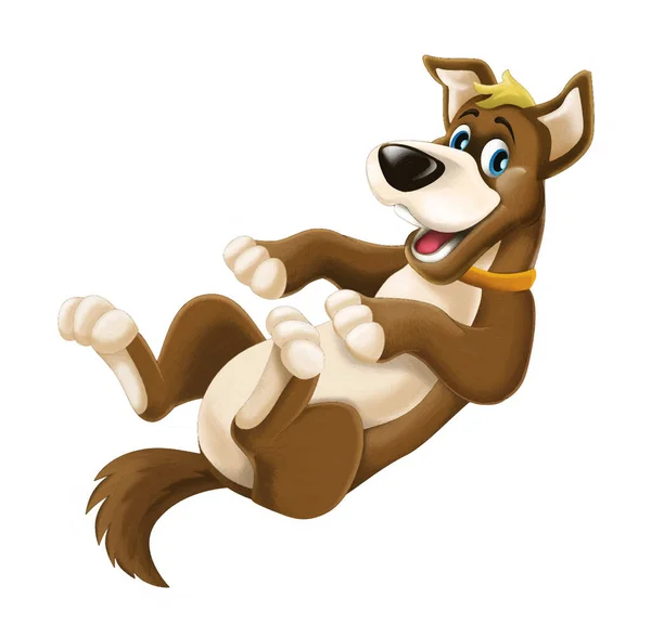 Tekenfilm Gelukkig Hond Dier Spelen Plezier Geïsoleerde Illustratie — Stockfoto