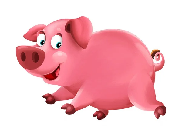 漫画の幸せな豚は見ていると笑顔が楽しい芸術的なスタイルを持っている イラスト — ストック写真