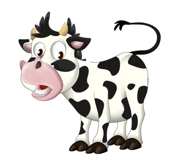 漫画の幸せな牛が立っていると芸術的なスタイルを見て イラスト — ストック写真