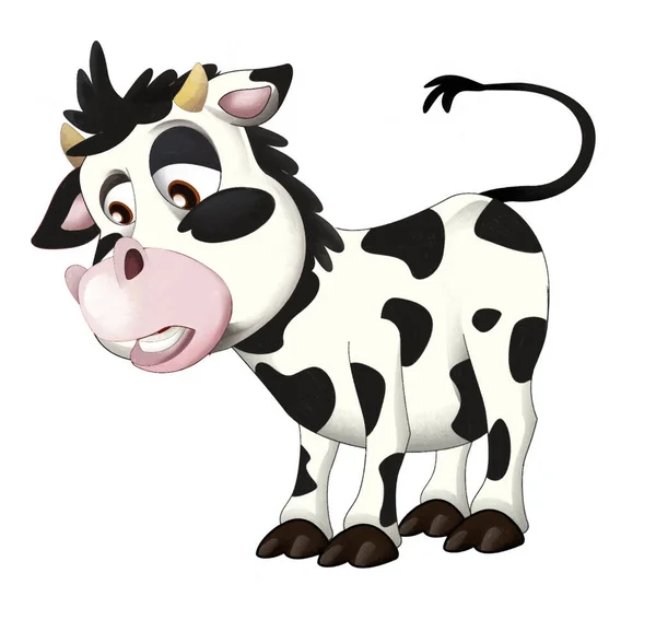 Caricatura Vaca Feliz Está Olhando Estilo Artístico Ilustração — Fotografia de Stock