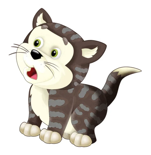 Cartoon Happy Cat Jumping Looking Artistic Style Illustration — Stock fotografie