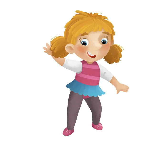 Cartoon Scene Young Girl Having Fun Playing Dancing Aballet Leisure — Stock Photo, Image
