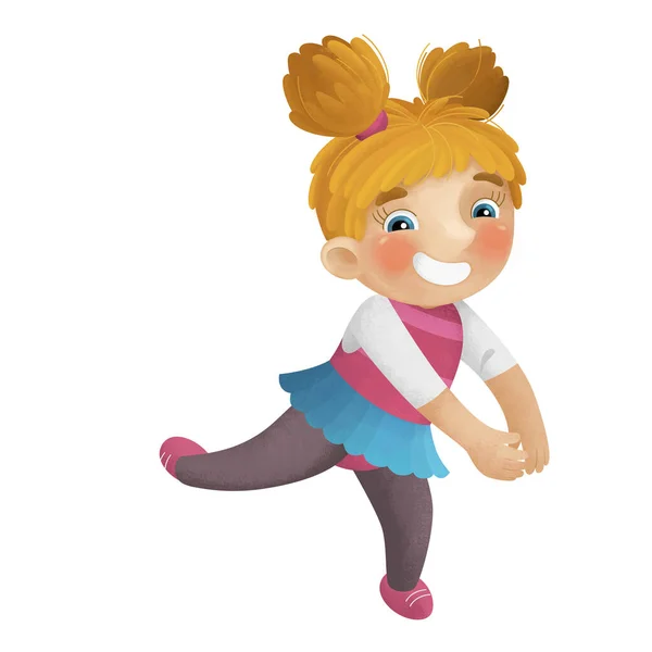 Cartoon Szene Mit Jungen Mädchen Die Spaß Beim Tanzen Ballett — Stockfoto