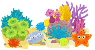 çocuklar için izole edilmiş mercan resif bahçesi olan karikatür sahnesi